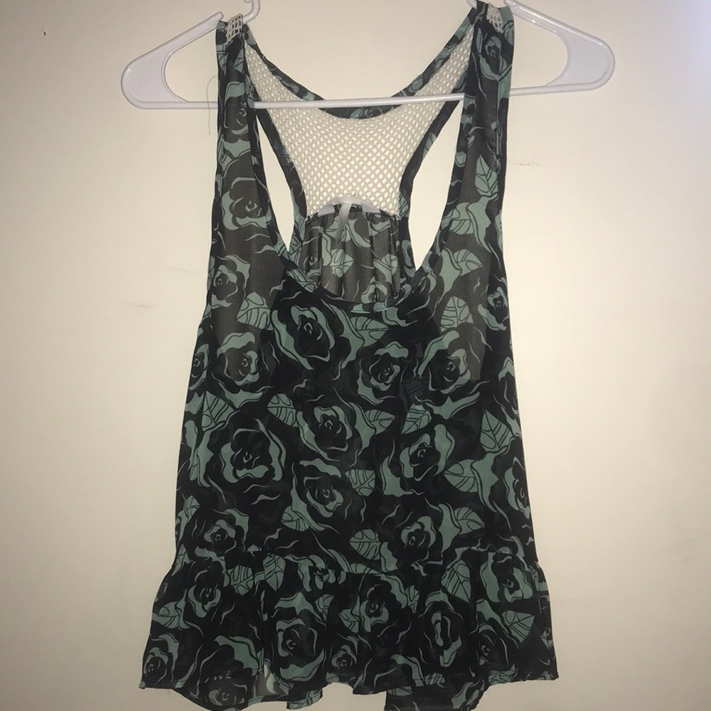 Green floral tank